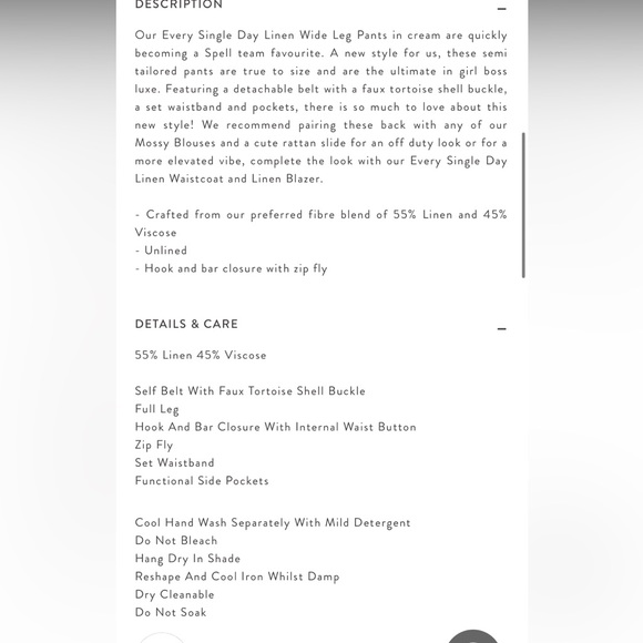 NWT~UFT/SELL Spell Everyday Wide-Leg pants M linen - Picture 6 of 6